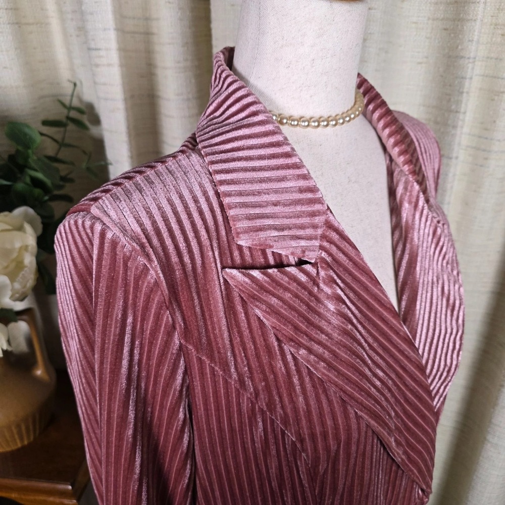 Light Pink Velvet Blazer Boho Romantic Coquette Fairy Size Large - Picture 4 of 16